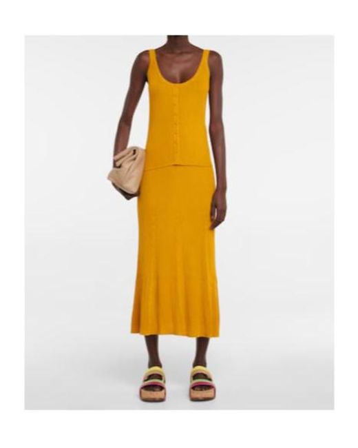 Gabriela Hearst Yellow Knitted Midi Skirt