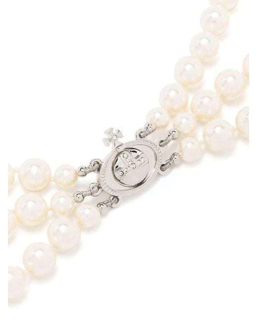 Vivienne Westwood White Pearl-Embellished Wraparound Necklace