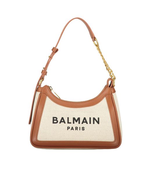 Balmain White Logo Canvas Shoulder Bag