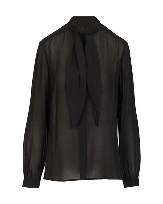 Tory Burch Black Georgette Bow Blouse