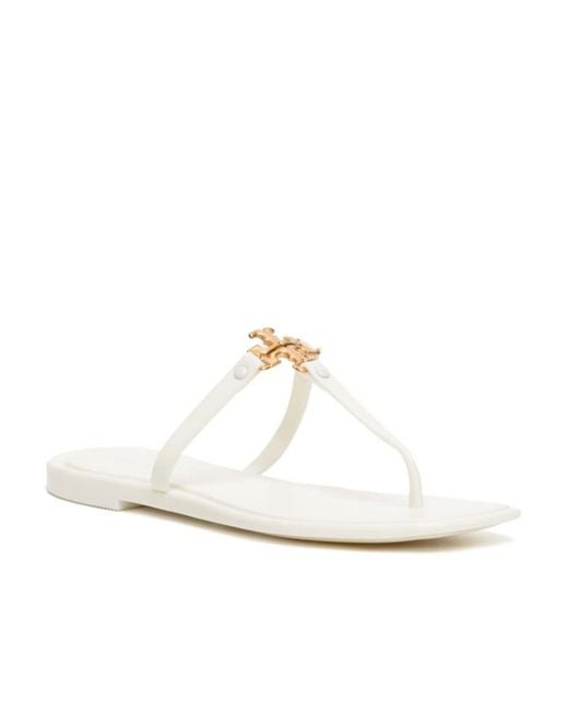 Tory Burch White Roxane T-Bar Strap Sandals
