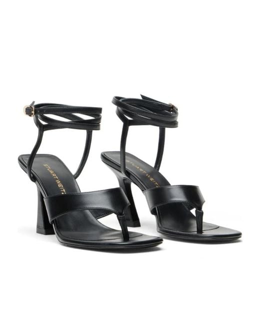 Stuart Weitzman Black Vinnie Wrap Thong 85
