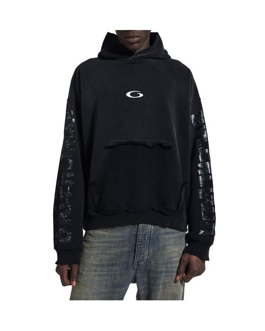 Balenciaga Blue Logo Embroidered Hoodie for men