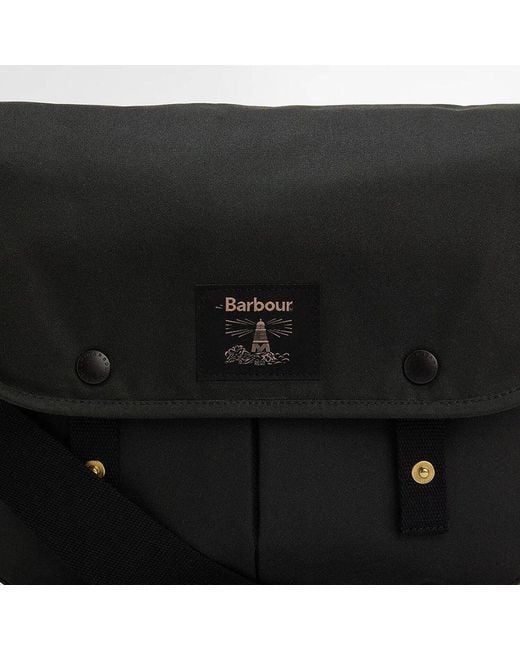 Barbour Black Logo-Patch Messenger Bag for men