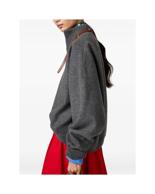 Miu Miu Gray Half-Zipped Jumper
