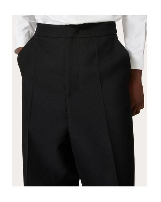 Valentino Black Pleat Detailed Cropped Pants for men