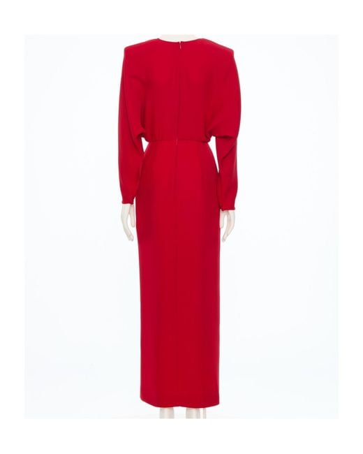 Valentino Red Cut-Out Detailed Long-Sleeved Dress