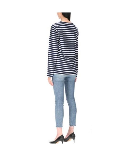 Saint James Blue Striped Crewneck T-Shirt