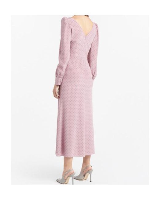 Alessandra Rich Pink Polka Dot Ruffled Midi Dress