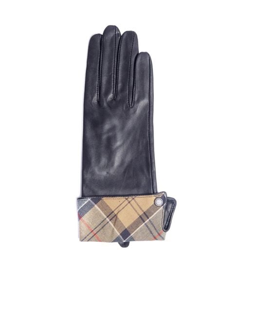 Barbour Blue Solid Leather Gloves