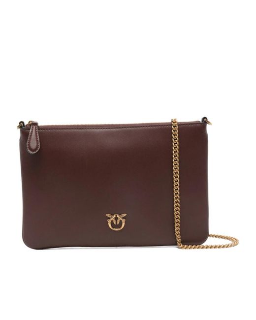 Pinko Brown Classic Flat Love Simply Crossbody Bag