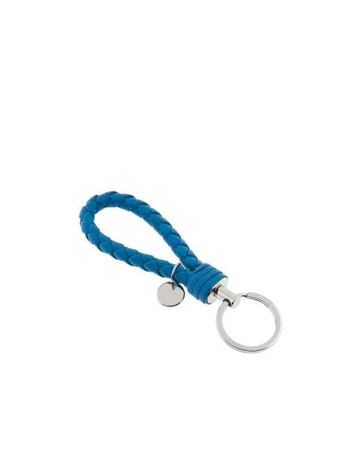 Bottega Veneta Blue Inrecciato Woven Key Chain for men