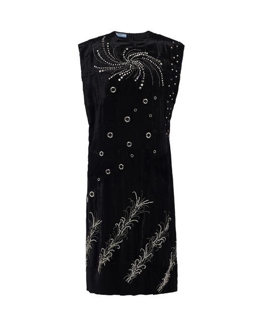 Prada Black Embroidered Velvet Dress