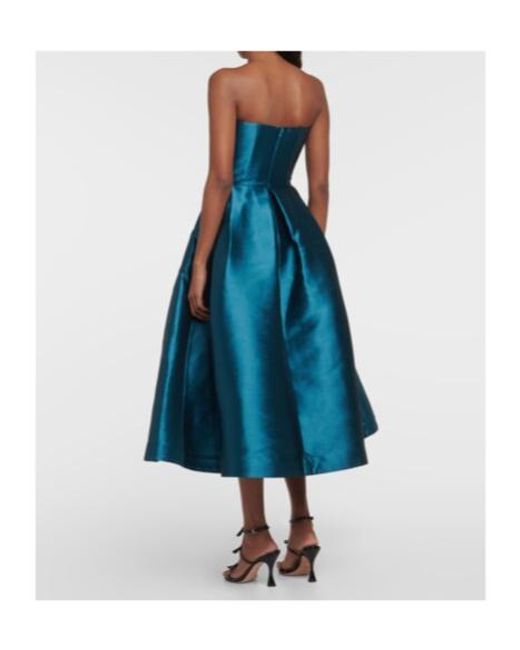 Alex Perry Blue Strapless Faille Midi Dress