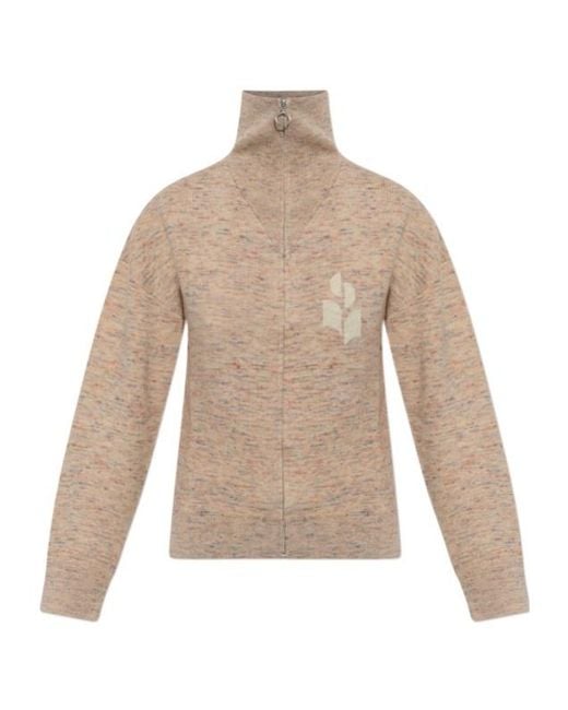 Isabel Marant Natural Koxy Logo-Patch Cardigan