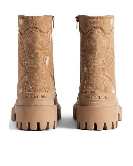 Balenciaga Brown Combat Strike Lace-Up Boots for men