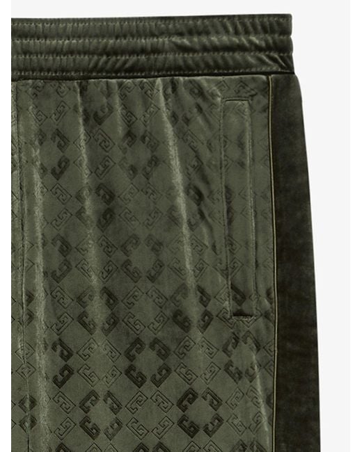 Givenchy Green Monogram Velvet Jogger Pants for men