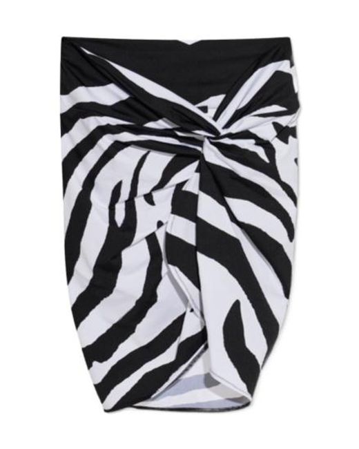Balmain Black Zebra-Print Twisted-Detail Mini Skirt