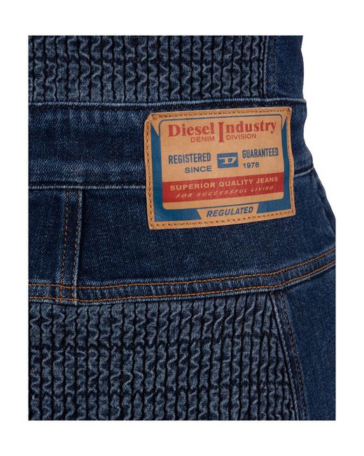 DIESEL Blue De-Terminate Smocked Denim Dress