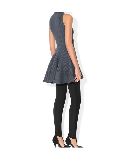 Alaïa Blue Sleeveless English Rib Mini Skater Dress