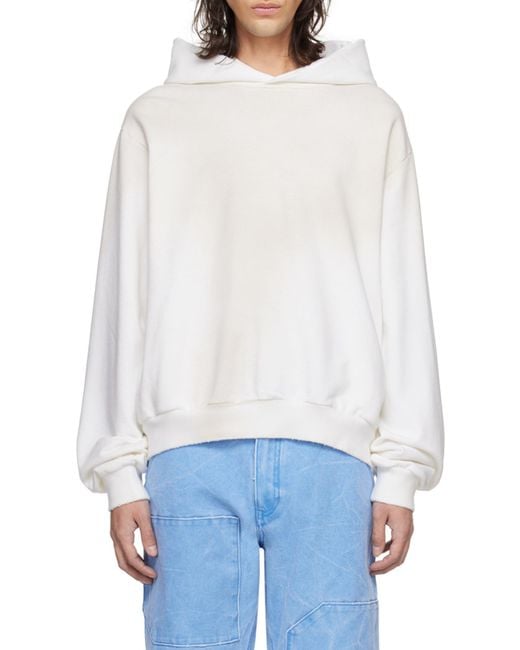 Acne White Logo Printed Long-Sleeved Hoodie for men