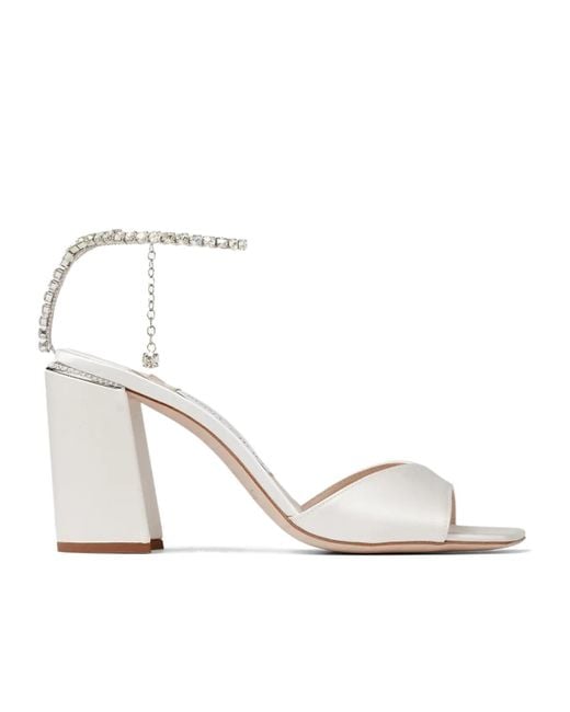Jimmy Choo White Thick-Heeled Sandals
