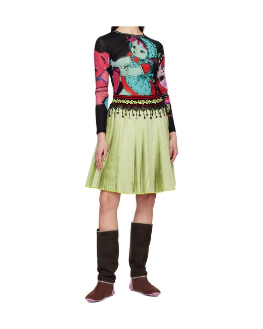 Chopova Lowena Green Stacey Pleated Midi Skirt