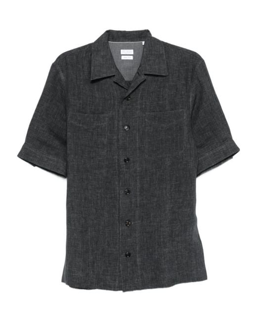 Brunello Cucinelli Black Pocket Linen Shirt for men