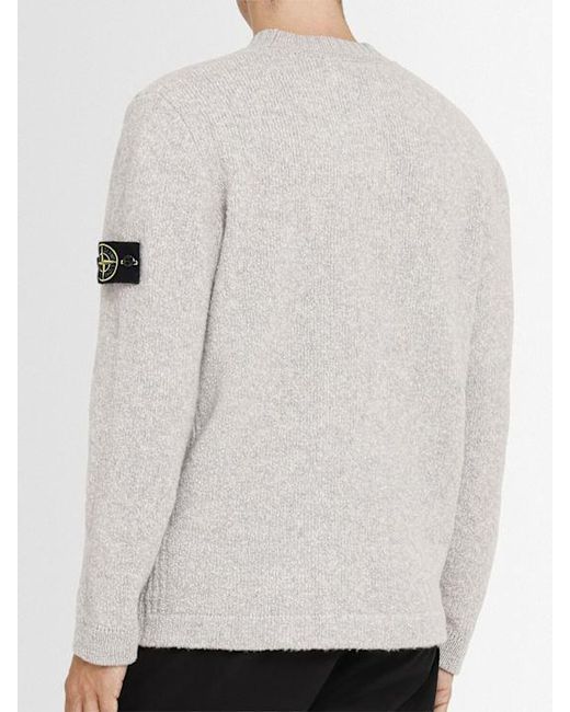 Stone Island White Wool Blend Crewneck Sweater for men