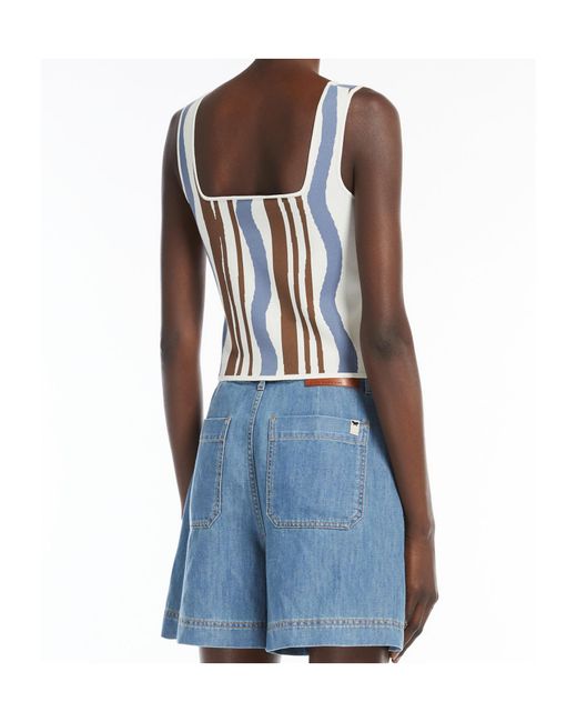 Weekend by Maxmara Blue Pilade All-Over Patterned Top
