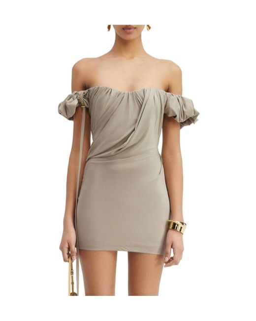 Jacquemus Natural La Robe Ciceri Draped Minidress