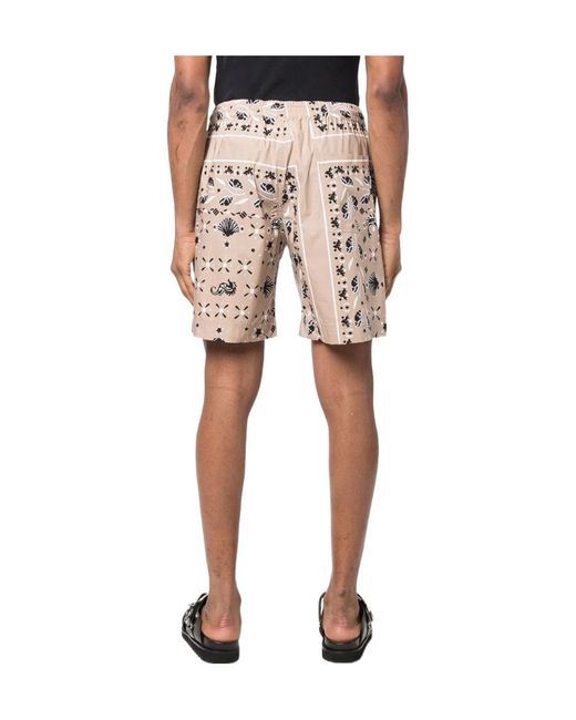 MSGM Natural Paisley Printed Elasticated Waist Shorts for men