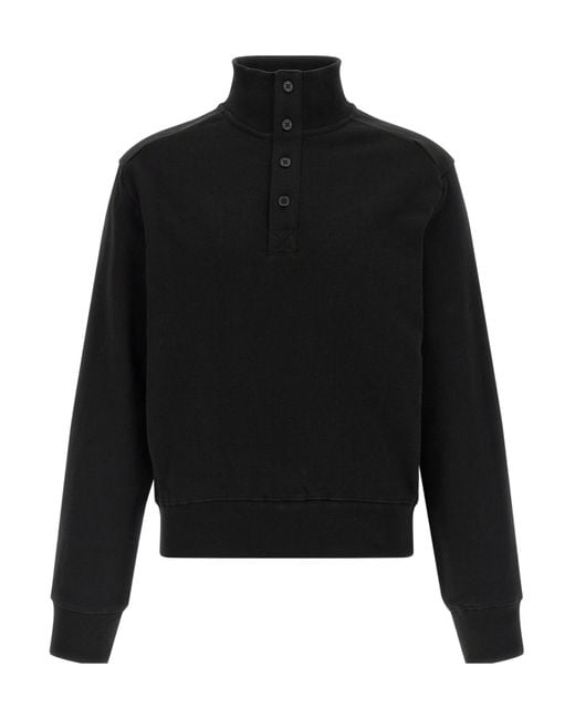 Entire studios Black High-Neck Buttoned Sweatshirt for men