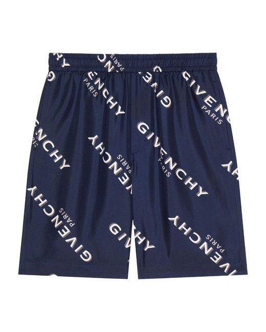 Givenchy Blue Logo Shadow Printed Bermuda Shorts for men