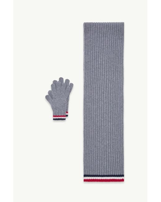 Moncler Blue Scarf And Gloves Set
