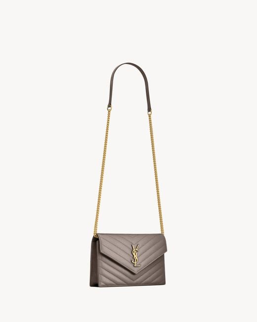 Saint Laurent White Cassandre Envelope Chain Wallet