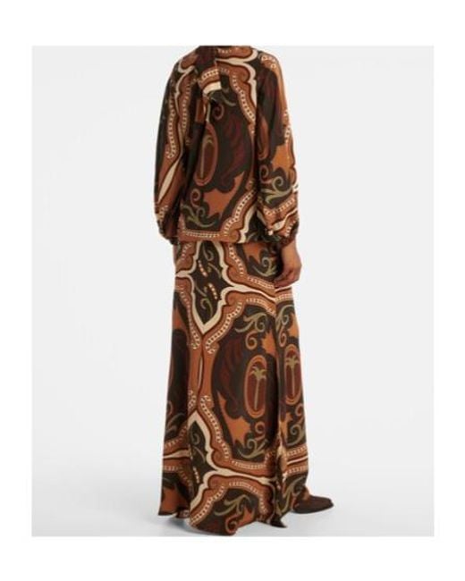 Johanna Ortiz Brown Printed Silk Blouse