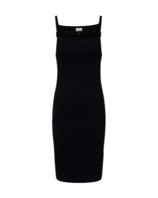 Courreges Black Ribbed-Knit Cotton Jersey Midi Dress