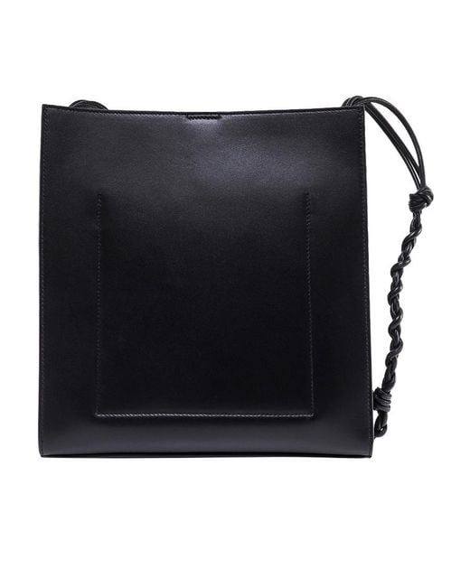 Jil Sander Black Logo Embossed Braided Strapped Shoulder Bag for men