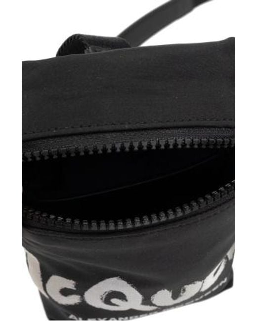 McQueen Black Logo Printed Zip-Around Phone Holder for men