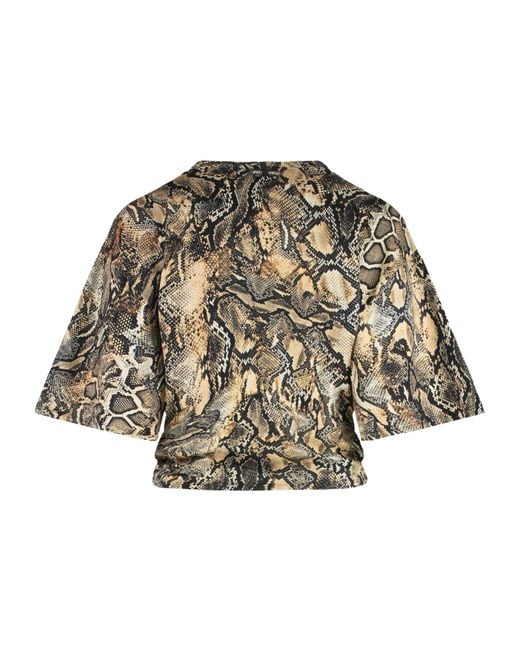 Just Cavalli Multicolor Snake Print Cropped T-Shirt