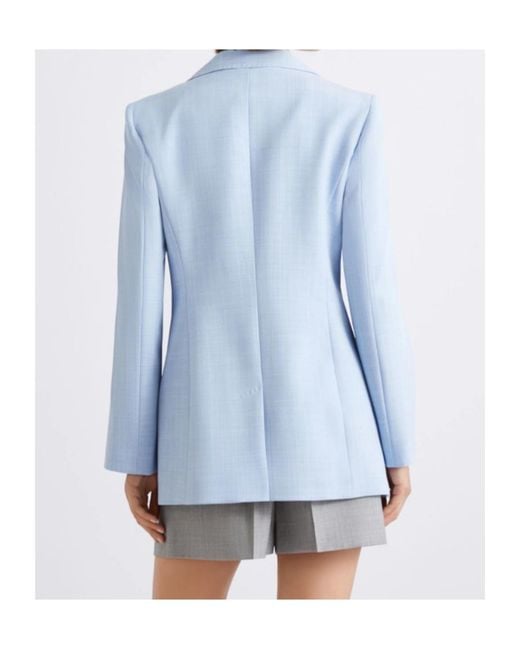 Marella Blue Malfilé-Look Stretch Canvas Blazer