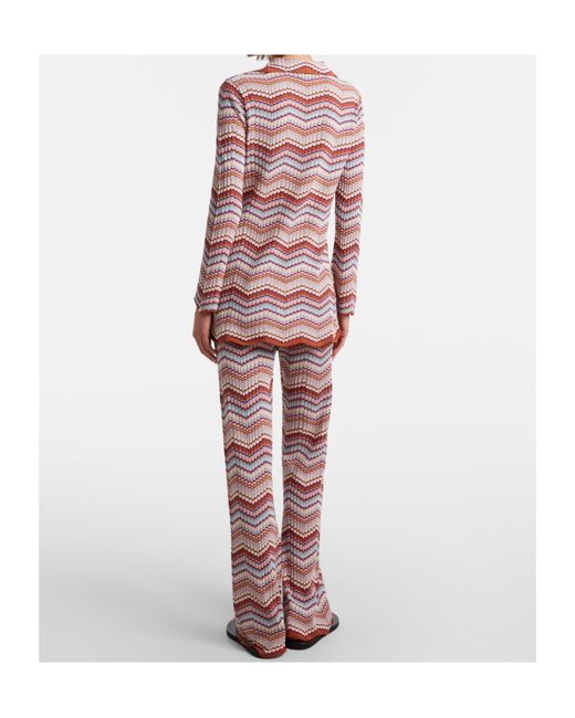 Rixo Boni Chevron Cotton Flared Pants