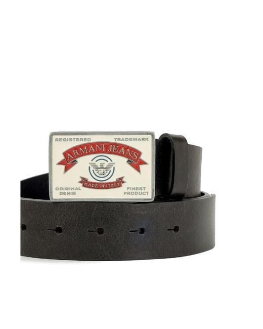 Armani Jeans Black Logo Belt for men