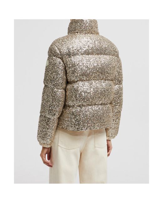 Moncler Gray Anternes Sequin-Embroidered Short Down Jacket