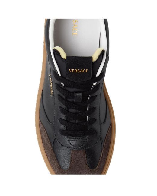 Versace Black Logo-Detail Low-Top Sneakers for men