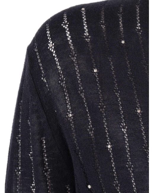 Max Mara Blue Studio Sequin Embellished Knit Cardigan