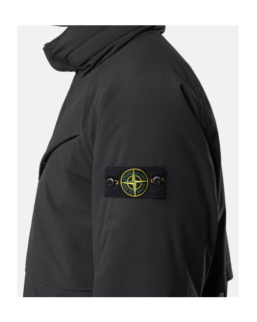 Stone Island Black Long Padded Coat for men