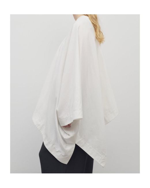 The Row White V-Neck Asymmetric Top