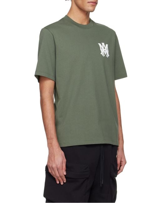 Amiri Green Ma Logo Printed Crewneck T-Shirt for men